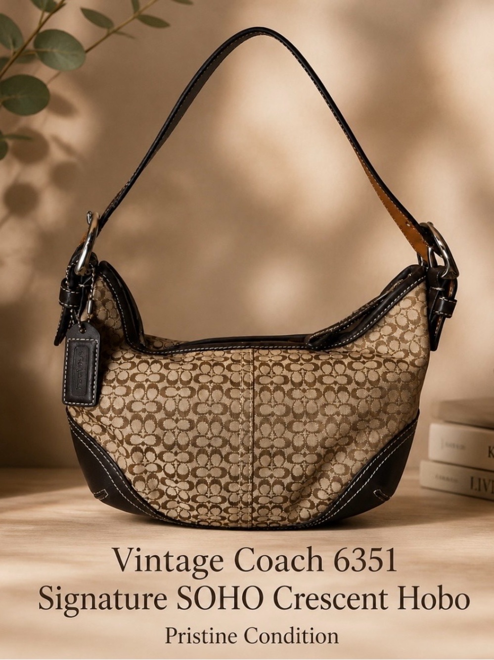 Vintage Coach 6351 Signature SOHO Crescent Hobo Pristine - Like New! Y2K